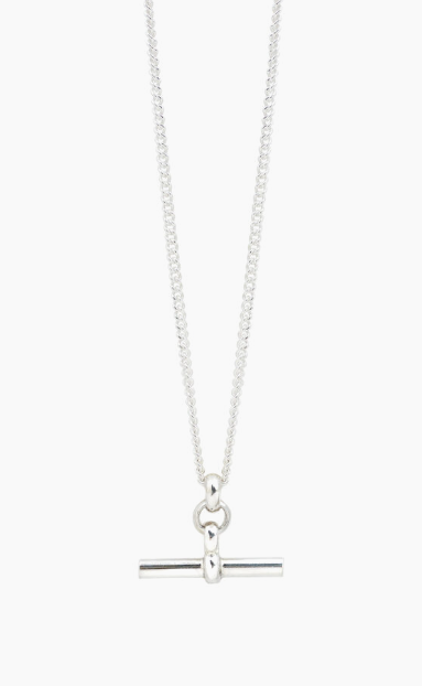 Tilly Sveaas Silver T-Bar On Fine Curb Chain