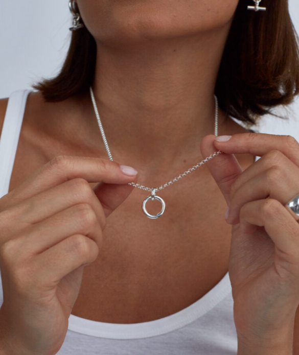 Tilly Sveaas Silver Eternity Ring On Belcher Chain