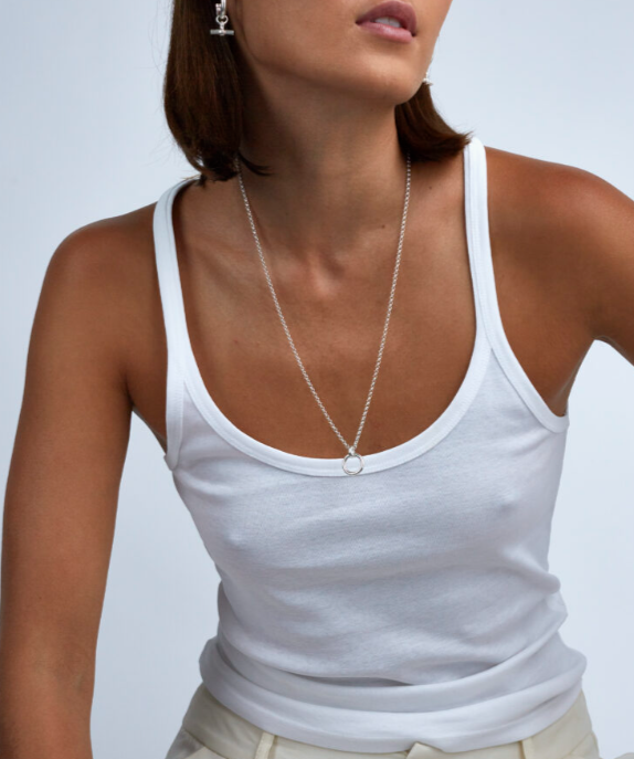 Tilly Sveaas Silver Eternity Ring On Belcher Chain