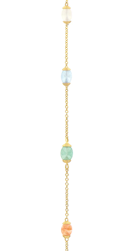 Nanis - 18ct Gold "Rainbow" gold and natural stones necklace