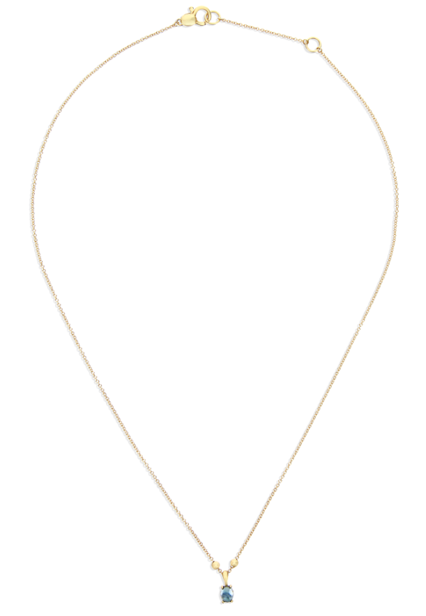 Nanis - 18ct Gold "azure" gold, diamonds and london blue topaz dainty tiny pendant