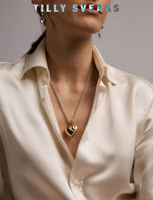 Tilly Sveaas Mixed Metal Large Double Heart on Chunky Belcher Chain