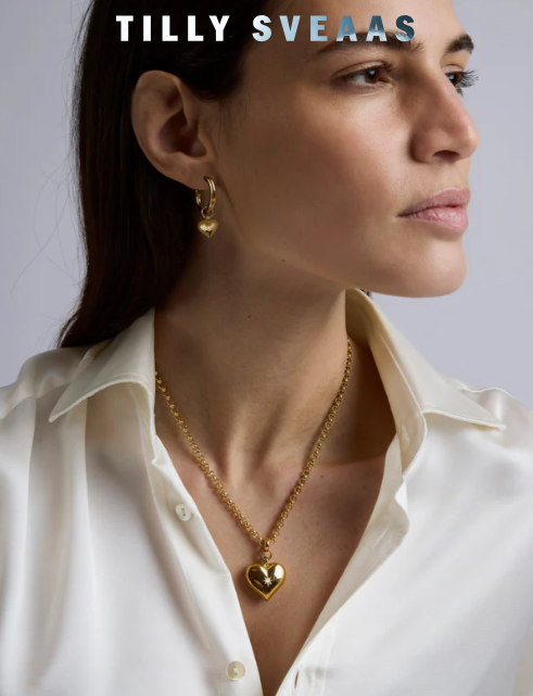 Tilly Sveaas Gold Heart Earrings