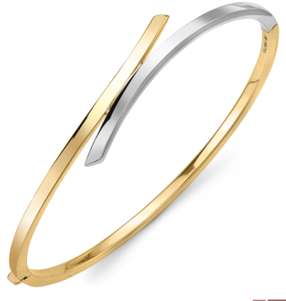 9ct. Two Tone Crossover Bangle