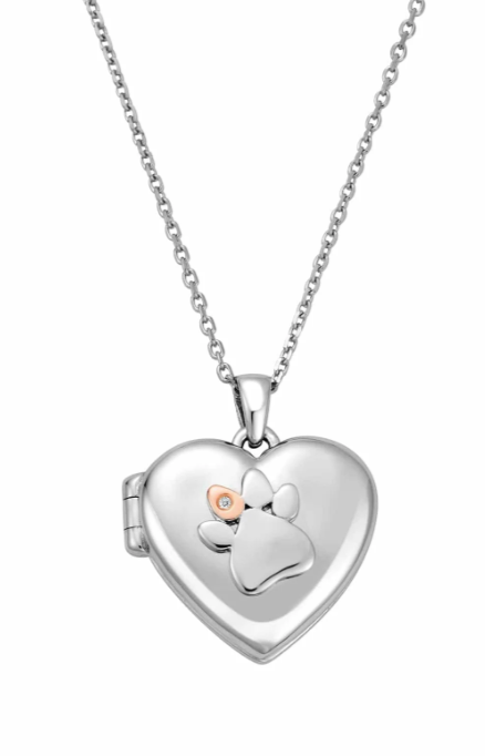 Clogau Paw Prints on My Heart Silver Locket