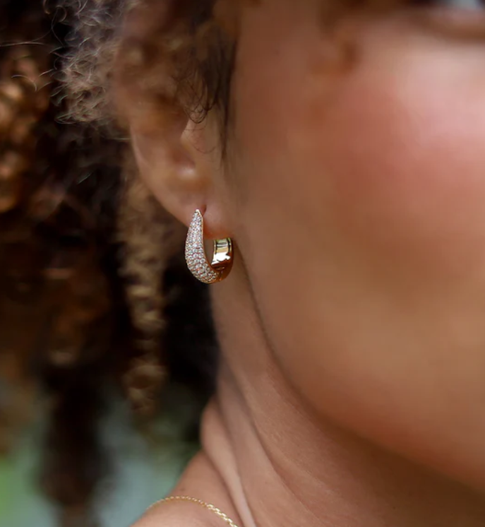 CARAT LONDON Hera Pavé Hoop Earrings Gold Vermeil