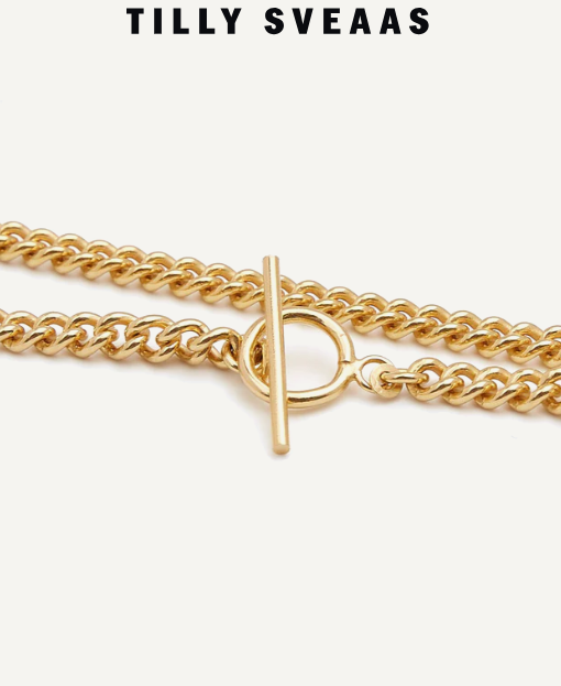 Tilly Sveaas Gold T-Bar Curb Link Necklace