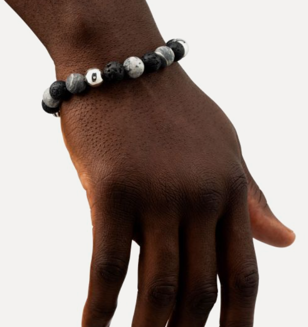 Bracelet Spirit Bead Mix Grey Picasso Jasper