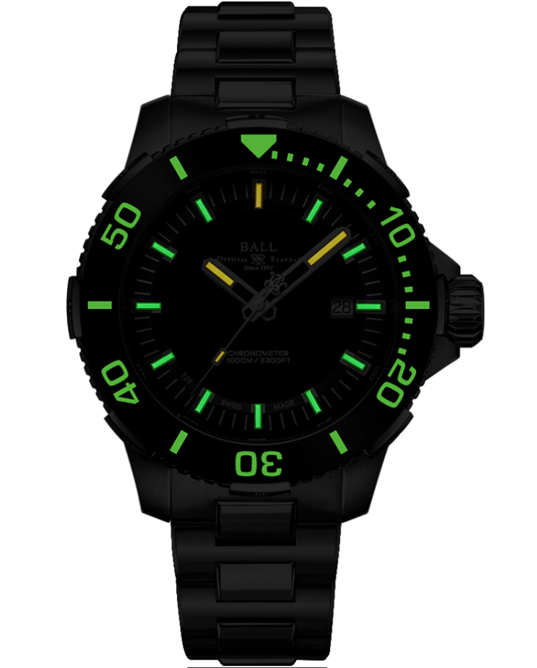 Engineer Hydrocarbon | DeepQUEST Ceramic | Luminous Dial | Ball Watches for sale by Hooper Bolton UK