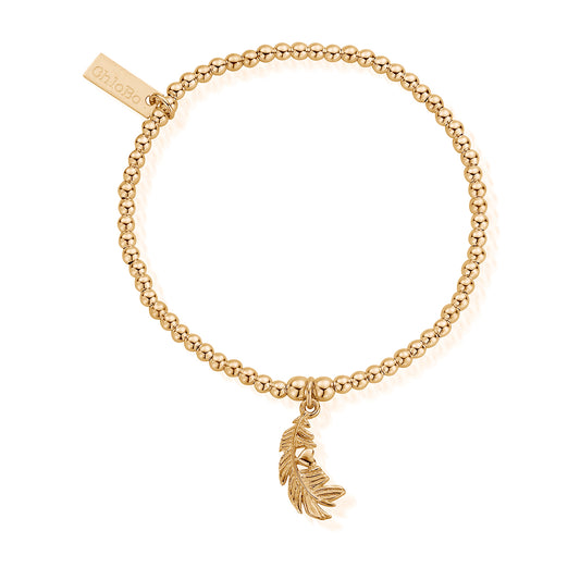 Chlobo | Cute Charm Heart In Feather Gold Bracelet | GBCC1078 | by Hooper Bolton