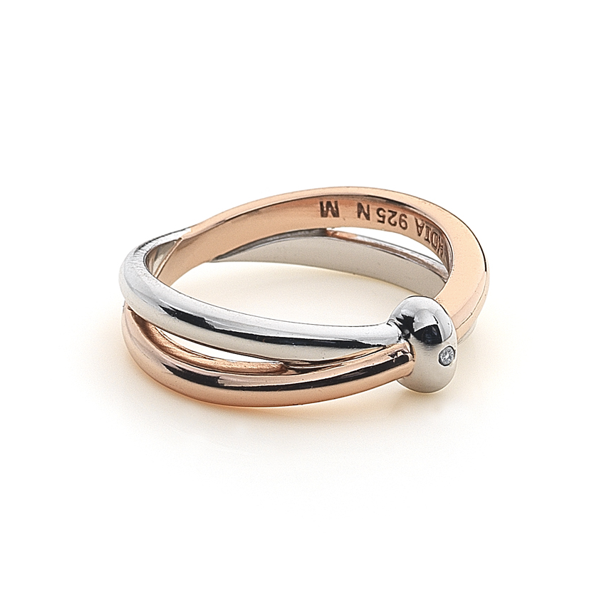 Hot Diamonds Eternity Silver & Rose Gold Vermeil Interlocking Ring | DR112 | by Hooper Bolton