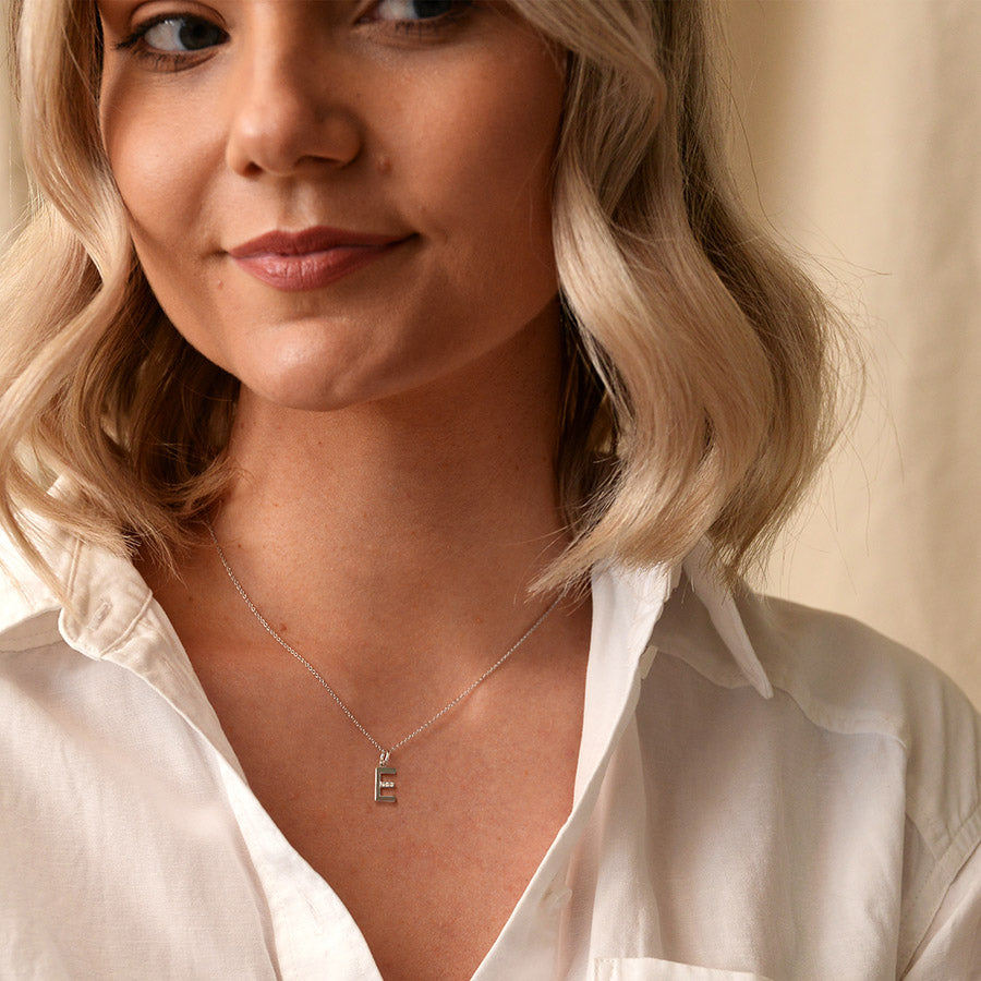 Hot Diamonds Letter E Silver Pendant | DP405 | by Hooper Bolton