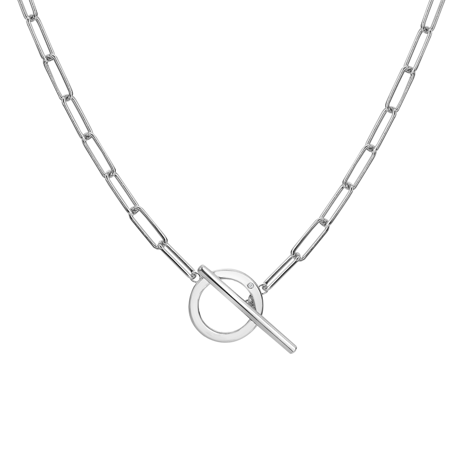 Hot Diamonds Linked T-Bar Silver Necklace (DN170) | Hooper Bolton