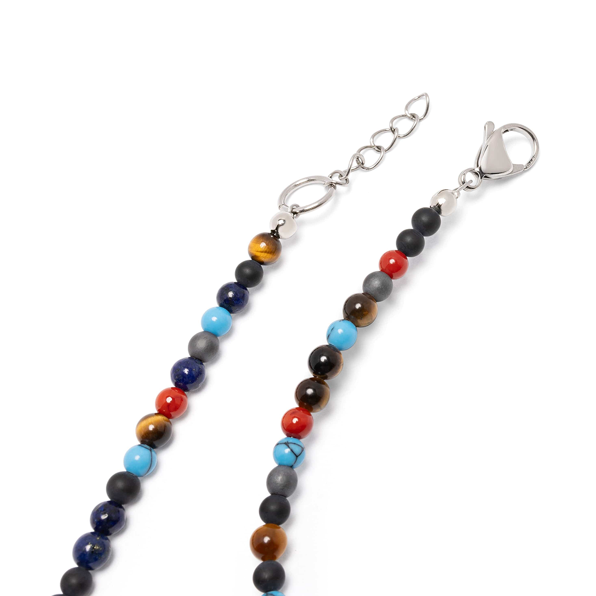 Nialaya | Men's Wristband with Assorted Vintage Trifocal Beads and Silver |MCHCO_602 | Hooper Bolton