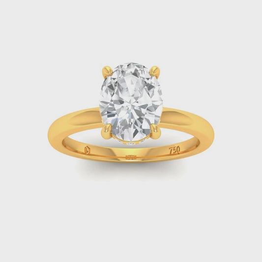 CERTIFIED 18ct YELLOW GOLD LAB GROWN DIAMOND OVAL CUT ENGAGEMENT RING WITH HIDDEN HALO 1.00ct