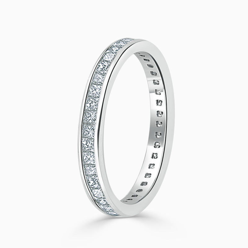 Bespoke Handmade Jewellery | 18ct White Gold 2.75mm Princess Cut Channel Set Full Eternity Ring