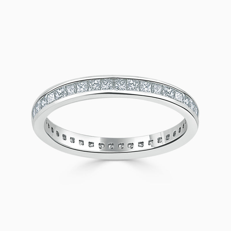 Bespoke Handmade Jewellery | 18ct White Gold 2.75mm Princess Cut Channel Set Full Eternity Ring