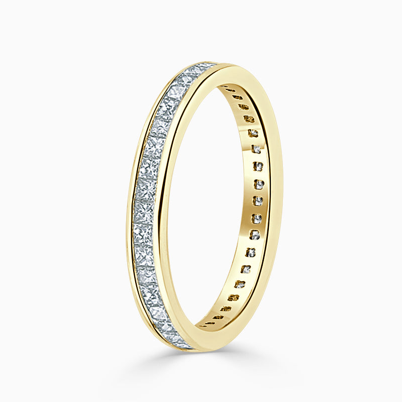 Bespoke Handmade Jewellery | 18ct Yellow Gold 2.75mm Princess Cut Channel Set Full Eternity Ring