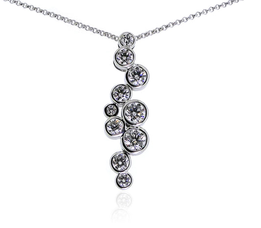 Bespoke Handmade Jewellery | 18ct White Gold Diamond Bubble pendant 1.01ct 45cm