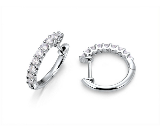Bespoke Handmade Jewellery | 18ct White Gold Diamond Hoop earrings 0.25ct