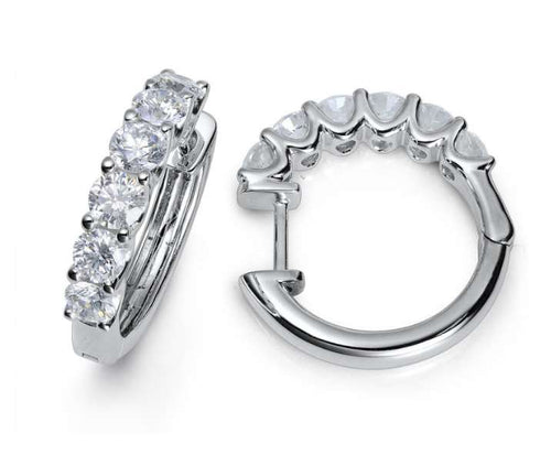Bespoke Handmade Jewellery | 18ct White Gold Diamond Hoop earrings 1.00ct
