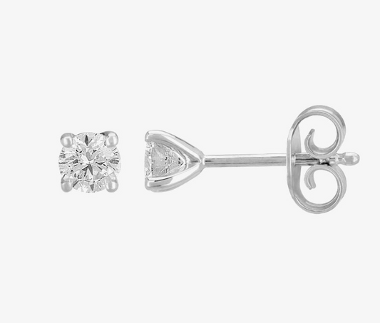 Bespoke Handmade Jewellery | 18ct White Gold diamond stud earrings 0.20ct