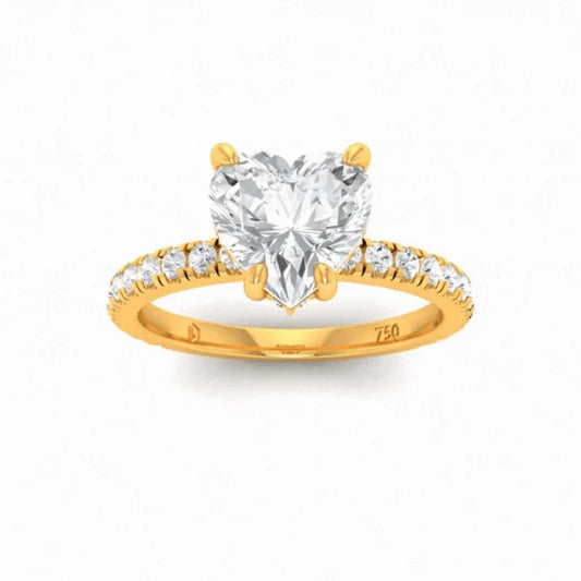 CERTIFIED 18ct GOLD HEART DIAMOND HIDDEN HALO AND DIAMOND BAND ENGAGEMENT RING 1.00ct