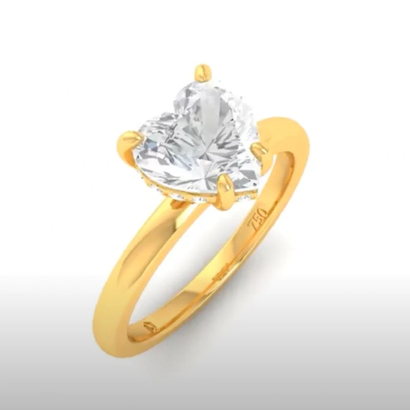 CERTIFIED 18ct GOLD HEART DIAMOND HIDDEN HALO ENGAGEMENT RING 1.00ct