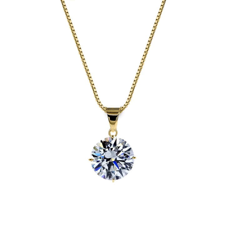 CARAT LONDON HAZEL FOUR PRONG ROUND PENDANT & NECKLACE YELLOW GOLD