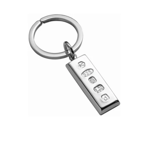 Sterling silver Feature Hallmark Ingot Keyring