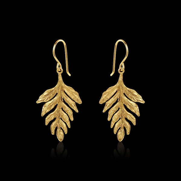 Catherine Zoraida GOLD FERN DROP EARRINGS