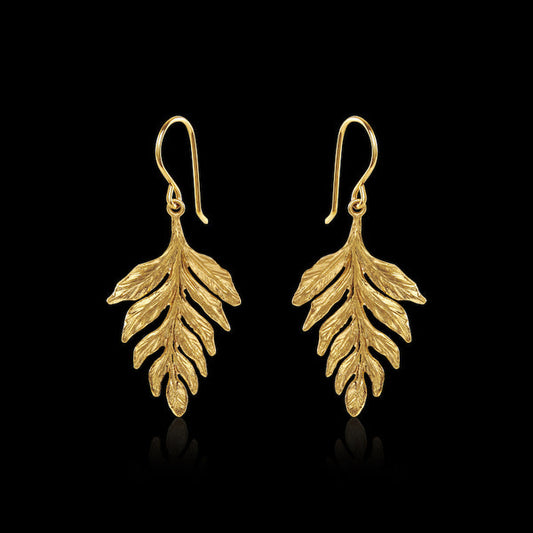 Catherine Zoraida GOLD FERN DROP EARRINGS