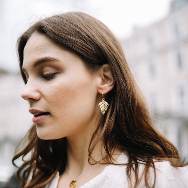 Catherine Zoraida GOLD FERN DROP EARRINGS