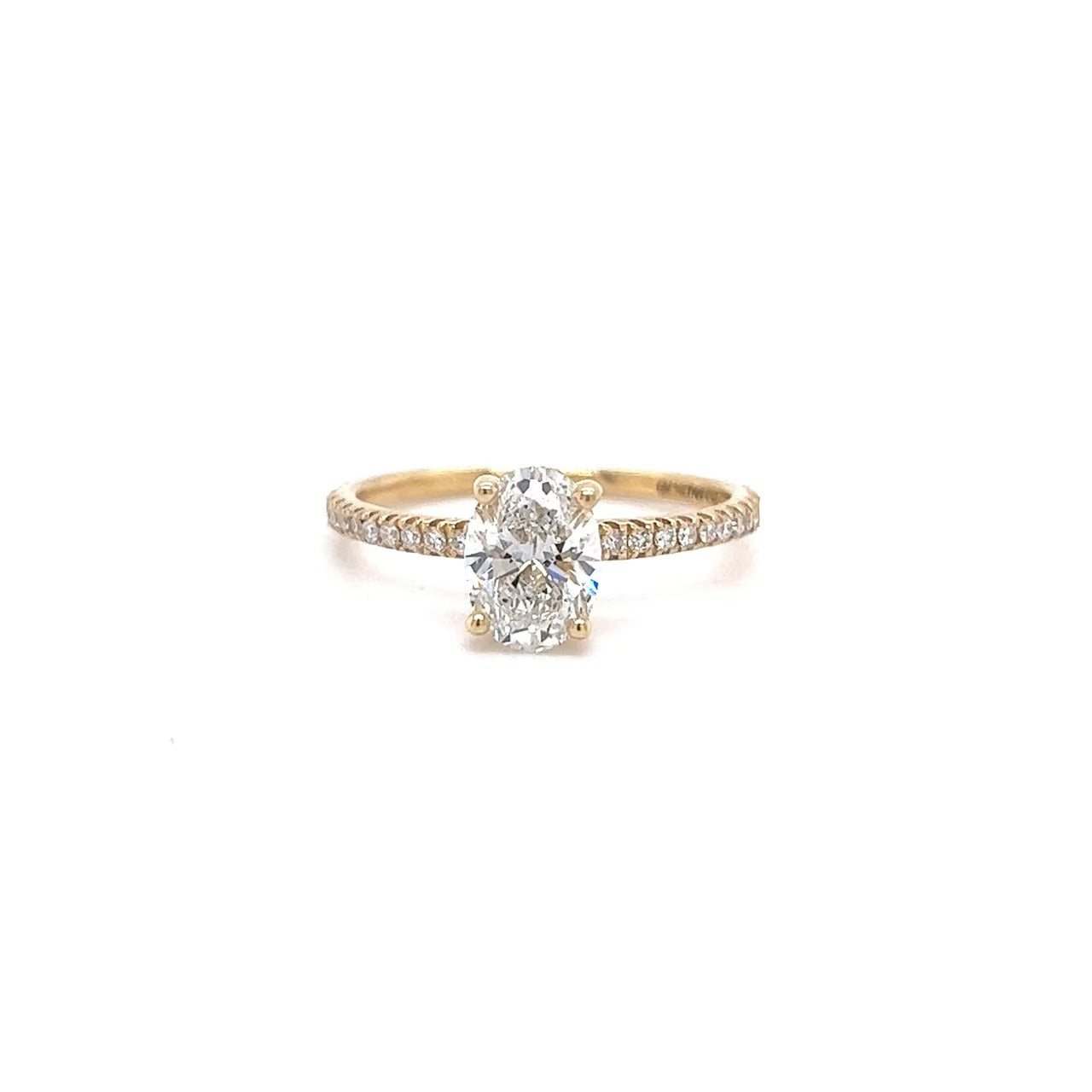 CERTIFIED 18ct GOLD OVAL DIAMOND HIDDEN HALO AND DIAMOND BAND ENGAGEMENT RING 1.25ct