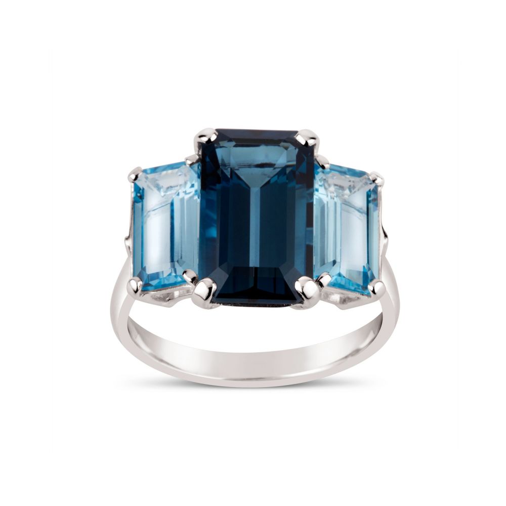 Dinny Hall TRINNY TRILOGY LONDON BLUE TOPAZ AND SWISS BLUE TOPAZ RING