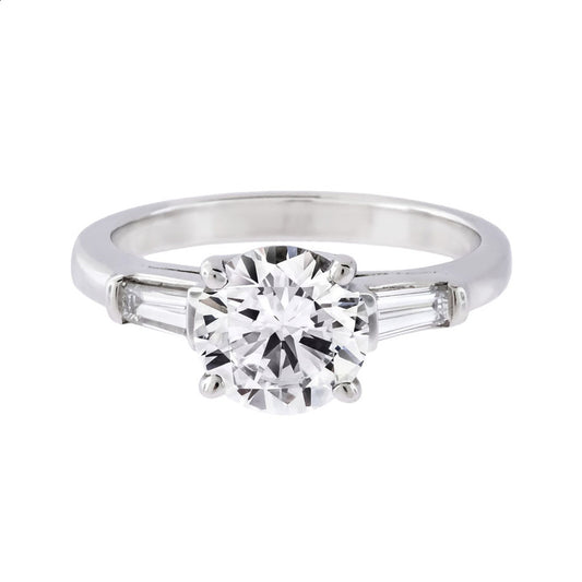 Brilliant Cut Diamond Engagement Ring with Baguettes (Original rrp £3,950)