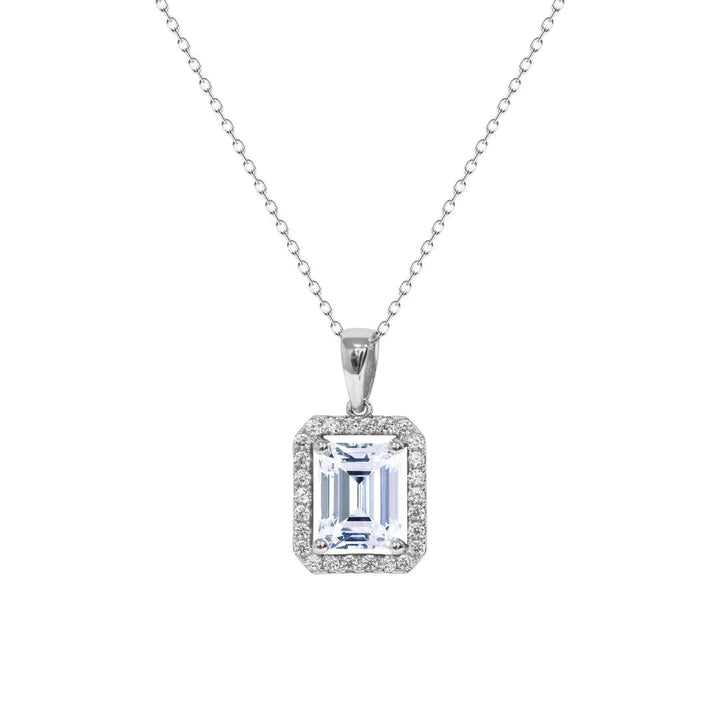 CARAT LONDON ETON BORDERSET NECKLACE WHITE GOLD PLATED