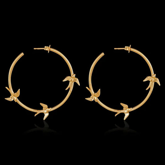 Catherine Zoraida GOLD FLIGHT OF THE SWALLOW HOOP EARRINGS