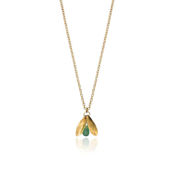 Catherine Zoraida GOLD LUCKY LEAF DROP PENDANT