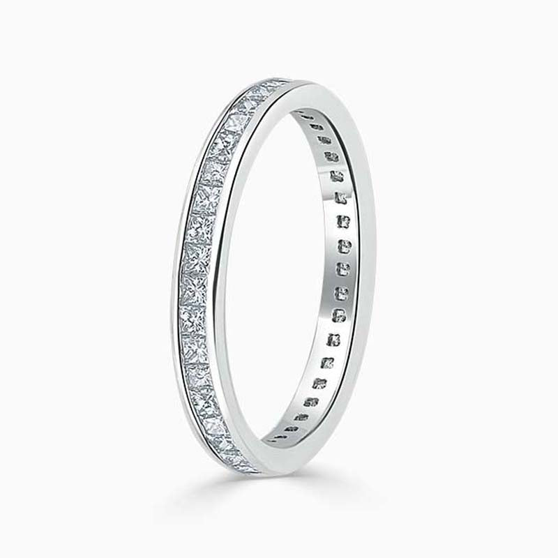 Platinum 2.50mm Princess Cut Channel Set Full Eternity Ring
