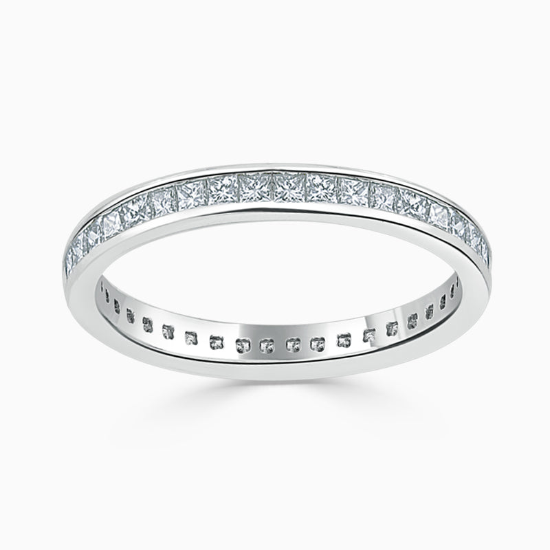 Platinum 2.50mm Princess Cut Channel Set Full Eternity Ring