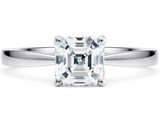 Platinum Asscher Cut 2ct Moissanite Engagement Ring