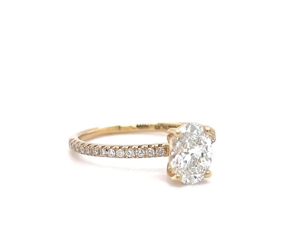 CERTIFIED 18ct GOLD OVAL DIAMOND HIDDEN HALO AND DIAMOND BAND ENGAGEMENT RING 1.25ct