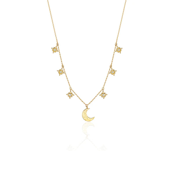 Catherine Zoraida GOLD STARRY NIGHT MOON AND STAR NECKLACE