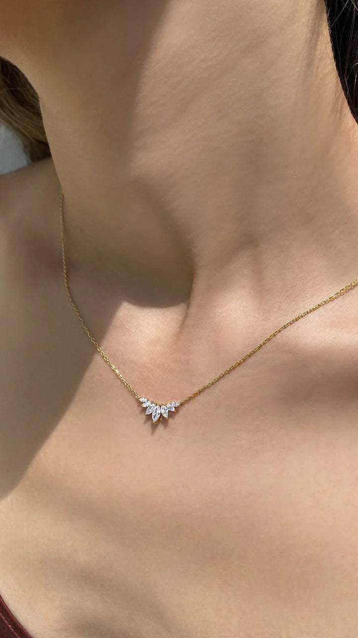 CARAT LONDON TULISA MARQUISE NECKLACE GOLD VERMEIL