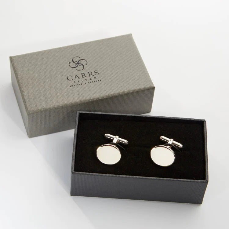 Carrs Plain Oval Sterling Silver Cufflinks