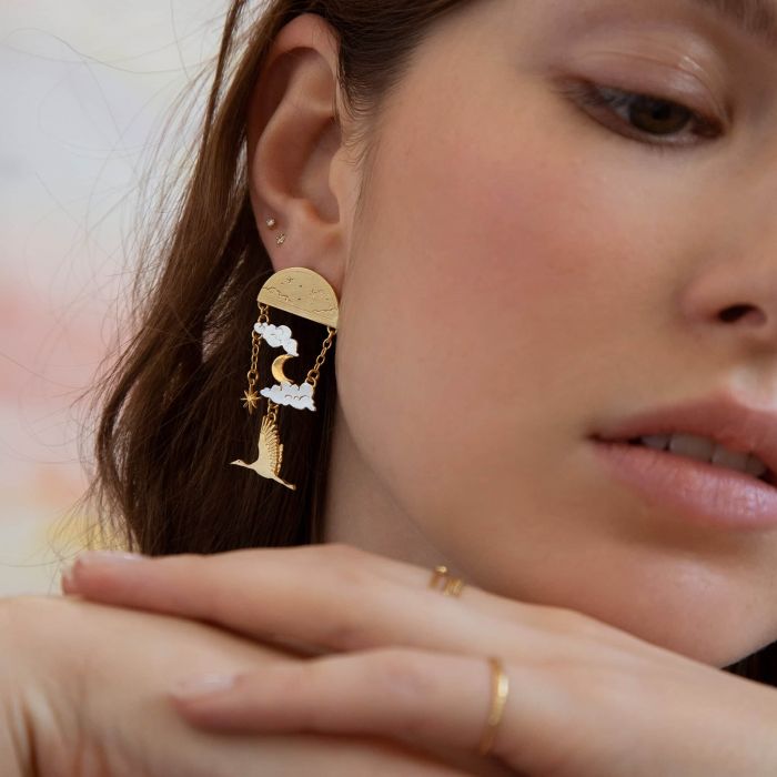 Alex Monroe - Day-time / Night-time Dream Earrings - Silver & Gold