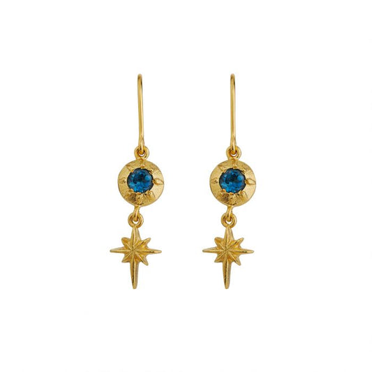 Alex Monroe - Guiding Star Blue Topaz Hook Earrings