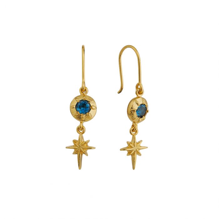 Alex Monroe - Guiding Star Blue Topaz Hook Earrings