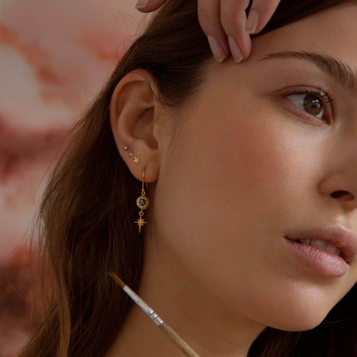 Alex Monroe - Guiding Star Blue Topaz Hook Earrings